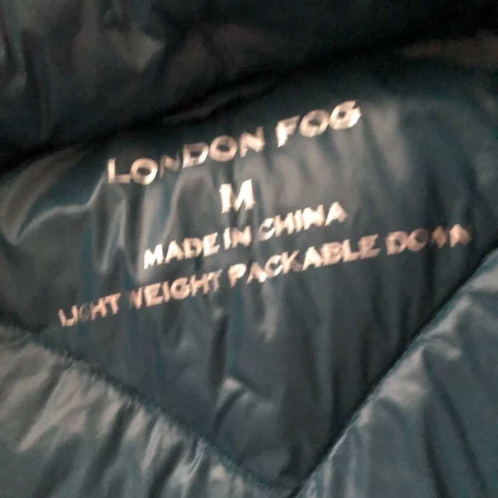 LONDON FOG Light weight packable down coat womens medium teal removable hood - Picture 3 of 9